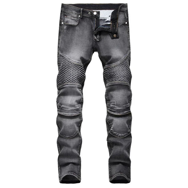 Men's Casual Motorcycle Jeans Hip Hop Street Riding Denim Trousers