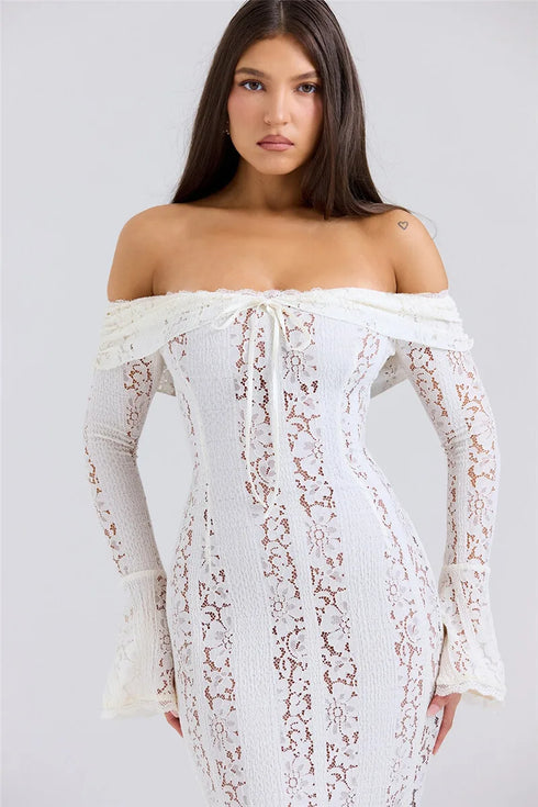 Mozision Lace Off-shoulder Sexy Maxi Dress Elegant Evening Dress