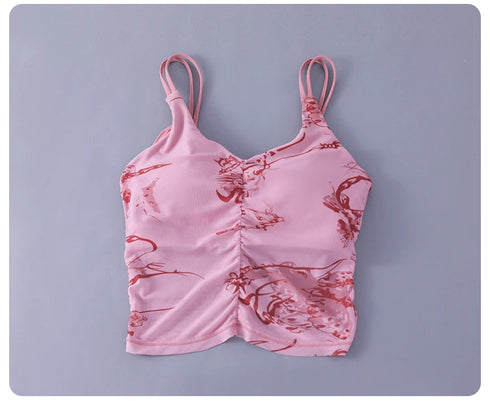 Yoga Bra Women’s Beauty Back Halter One-Piece Chest Pad Sports Crop Top