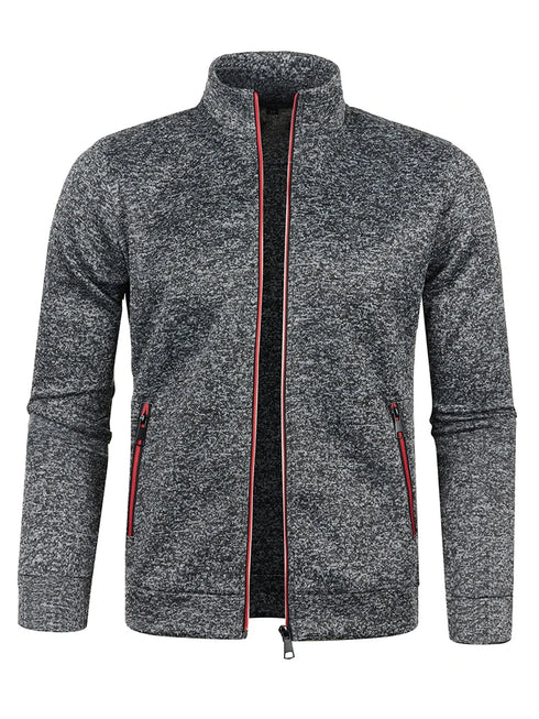 Men's Casual Long Zipper Jacket for Autumn and Winter – Thick, Comfortable Outerwear with Turtleneck and Pockets