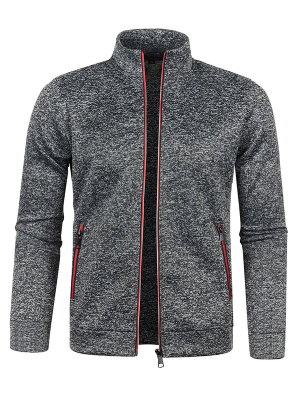 Men's Casual Long Zipper Jacket for Autumn and Winter – Thick, Comfortable Outerwear with Turtleneck and Pockets