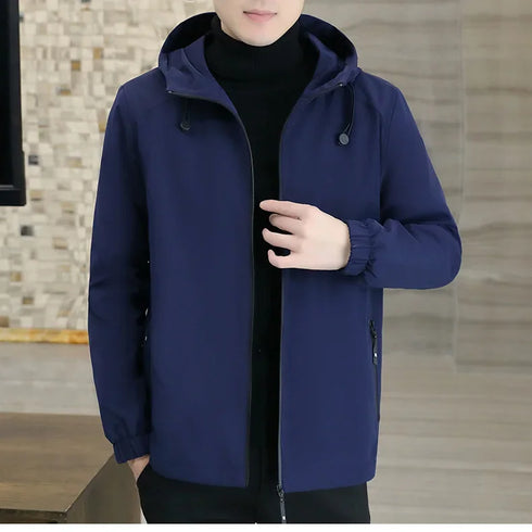 Comfortable and Stylish Men’s Fleece Lined Casual Windbreaker Jacket - Perfect for Autumn and Winter Outdoor Adventures