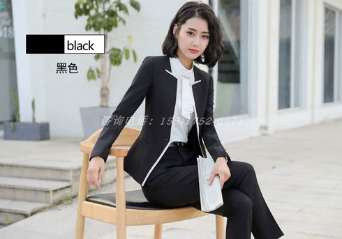 Elegant Long Sleeve One Button Business Suit for Women - Stylish Office Lady Attire for Formal Events and Professional Settings