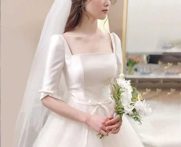 Customized Wedding Dress Plus Size Half Sleeve Ball Gown