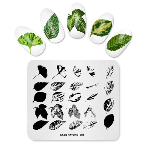 Nature-Inspired Nail Art Stamping Plate - Stainless Steel DIY Manicure Tool with Leaf and Umbrella Patterns for Stunning Nail Designs