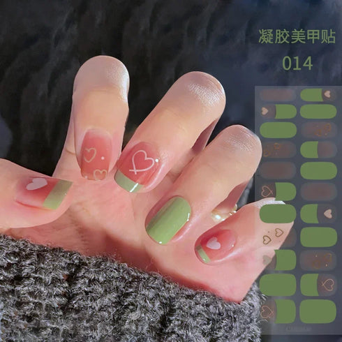 Waterproof Long Lasting Gel Nail Art Stickers for Stunning Full Cover Manicures - 9 Piece Set of Baking-Free Solid Color Decals