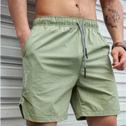 Lightweight Quick-Drying Men's Fitness Shorts with Drawstring and Pockets