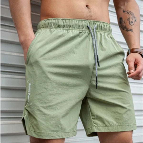 Lightweight Quick-Drying Men's Fitness Shorts with Drawstring and Pockets