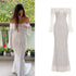 Suninheart White Off The Shoulder Bodycon Dress Wedding Guest Dress for Women