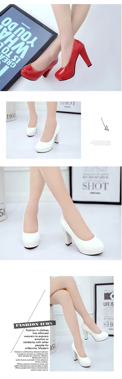 Elegant Women's Party Pumps with Thick High Heels