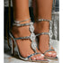 Glamorous Crystal Chain Ankle Strap Sandals for Women - Elegant Party Heels