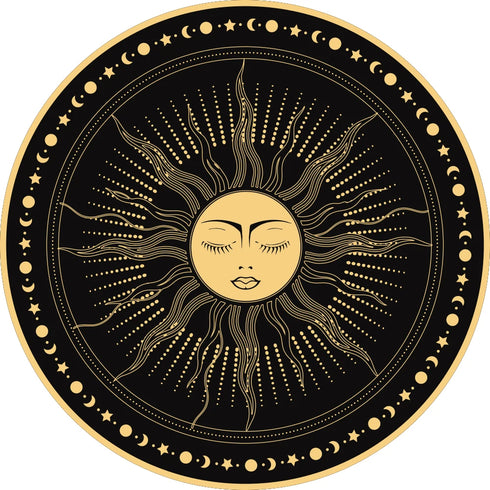 Sun Moon Round Area Rug Soft Non-Slip Mat for Bedroom and Living Room