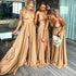 Backless Bridesmaid Dress Satin V-Neck Split Silhouette For Formal Bridesmaid Dress