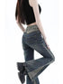 Vintage Y2K Inspired Low Waist Flare Jeans for Women - Perfect for Fall Outfits and High Street Style with Embroidery and Distressed Details