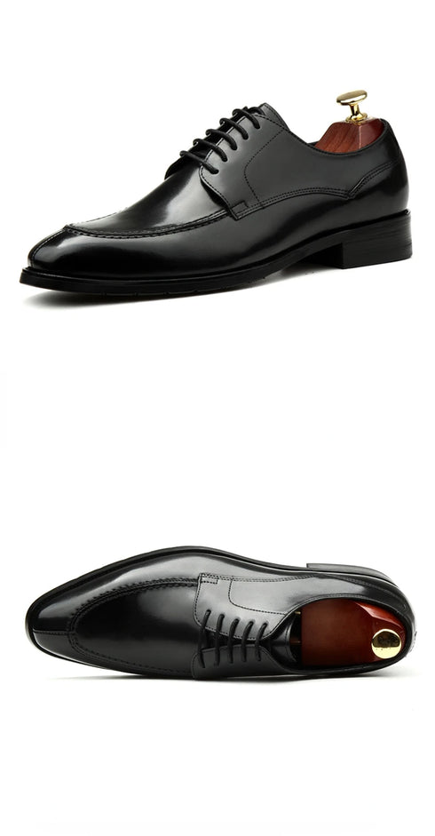 Luxury Handmade Genuine Leather Italian Oxfords for Men - Retro British Style Formal Social Shoes Perfect for Weddings and Office Wear