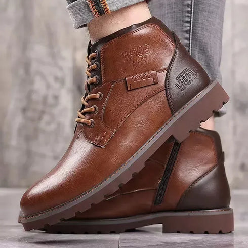 Vintage Handmade Ankle Boots for Men - Retro Outdoor Work Booties