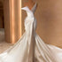 White Elegant Strapless Mermaid Wedding Dresses Pearl Sequins Bridal Gowns Custom Made Dresses