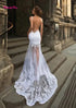 Modern Short Mermaid Wedding Dress with Detachable Train Bridal Gown
