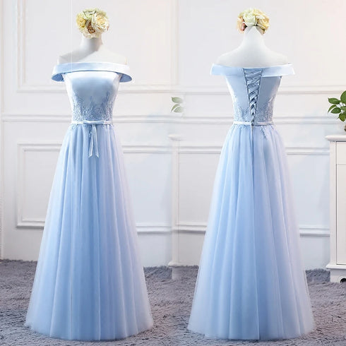 Prom Dress Elegant Floor-Length Tulle Gown With Appliques For Bridesmaid Dress Ideal For Banquet And Formal Event