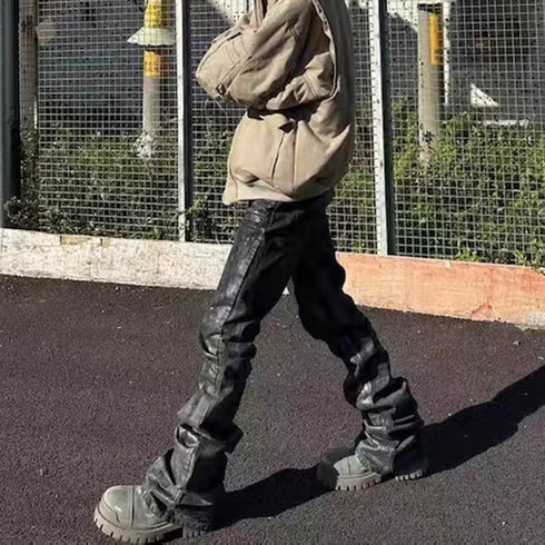 High Street Baggy Flare Jeans for Men Y2k Denim Trousers