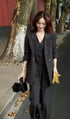 Elegant 3-Piece Korean Business Suit for Women: Stylish Blazer, Sleeveless Vest, and Wide Leg Pants Set for Office and Casual Wear