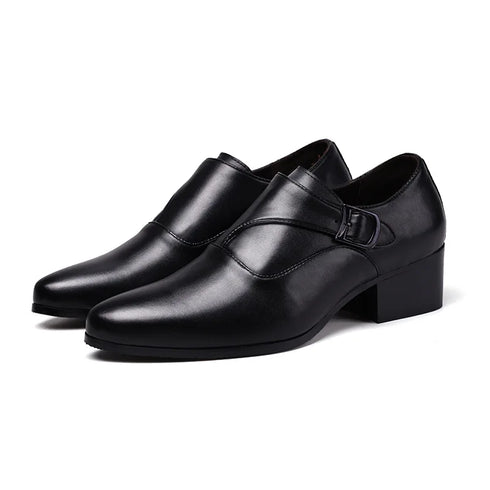 Leather Men Dress Shoes Elevator Business Oxford Footwear for Wedding and Office