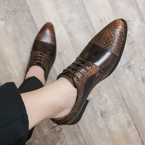 Men's Fashion Derby Shoes Lace-Up Business Office Dress Shoes for Weddings and Formal Events