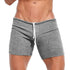Mens Sexy Drawstring Ribbed Sleepwear Shorts Gym Sportswear