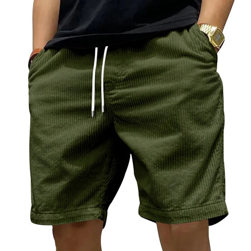 Trendy Retro Corduroy Men's Casual Work Shorts for Summer