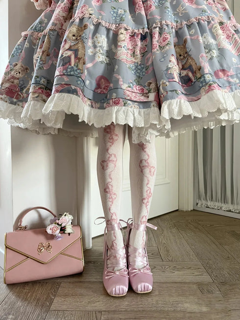 Elegant Chunky Heels Lolita Pumps for Women - Lace-Up Ballet Style Single Shoes for Spring and Autumn Parties, Fashionable French-Inspired Footwear with Square Toe and Super High Heel