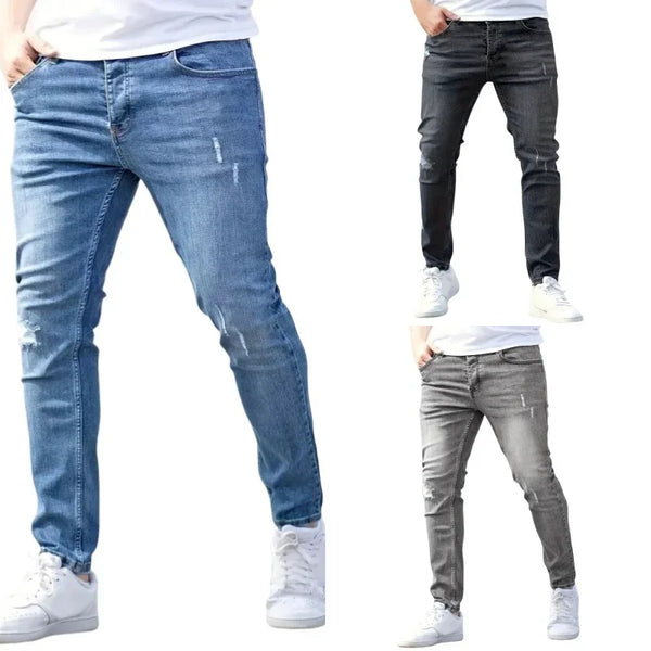 Mens Stretch Retro Pants Casual Skinny Jeans Slim Fit Denim Trousers Fashion Pencil Straight Pants