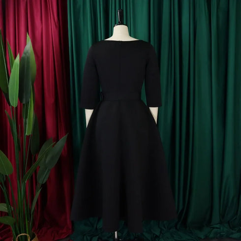 Elegant Women Party Dresses A Line with Waist Belt for Classy Office and Wedding Guests