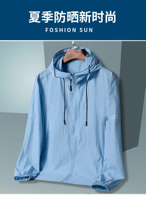 Summer Hooded Windbreaker Jacket for Men and Women - Quick Dry Sun Protection Clothing for Fishing and Hunting, Casual Outdoor Outerwear with Pockets
