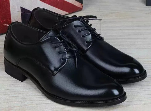 Stylish Leather Oxfords for Men - Perfect for Formal Dress, Weddings, and Office Work - British Style Non-Slip Casual Flats with Pointed Toe Design