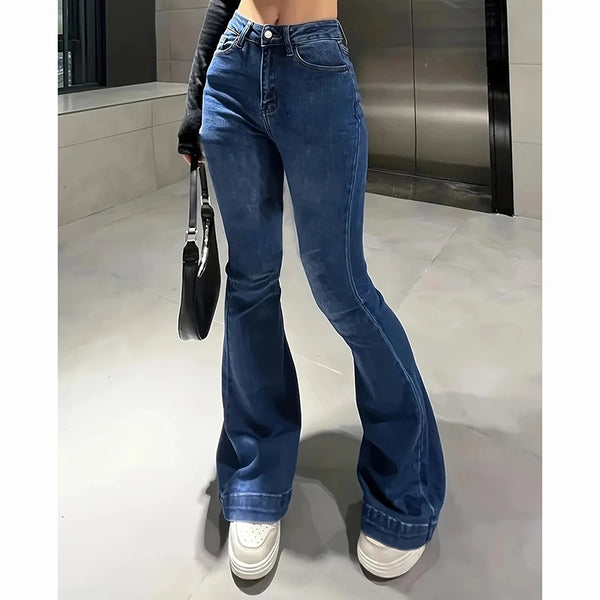 High Waist Stretch Jeans Flared Bootcut Denim Pants For Women