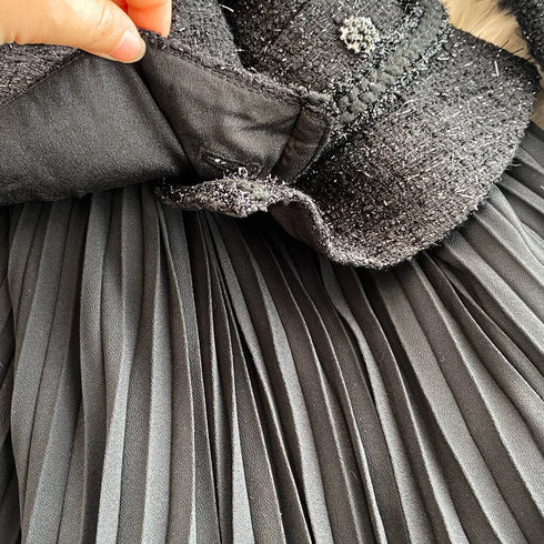 Hepburn Elegant Long Tweed Dresses Women Autumn Party Luxury Robe