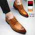 Elegant Plaid Pointed Toe Lace-Up Men's Leather Oxfords - Stylish Casual Business Dress Shoes for Formal Occasions