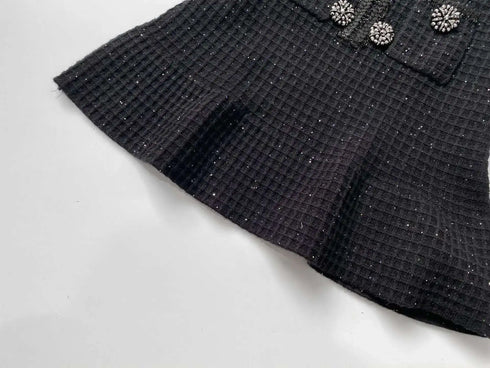 Luxury Autumn Double Breasted Beading Diamonds Mini Knit Dress for Women