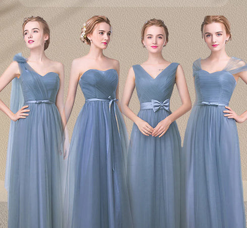 Elegant Sleeveless Tulle A-Line Bridesmaid Dress With Satin Belt And Lace Up Bow For Weddings