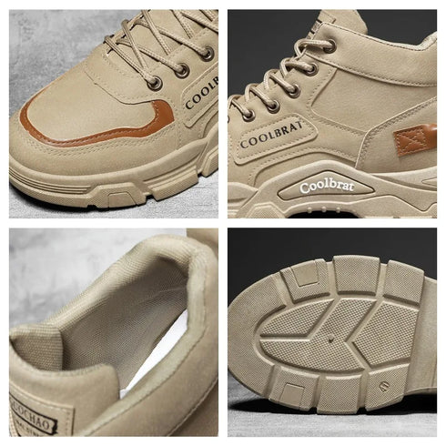 Trendy Men's Lace-up Motorcycle Boots - Outdoor Warm Platform Footwear