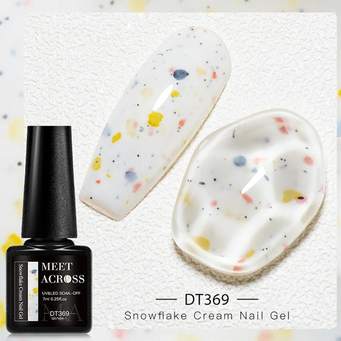 Milky White Snowflake Cream Gel Nail Polish with Pink Glitter Sequins for Stunning Fall Nail Art Design - Soak Off UV LED Varnish for Lasting Beauty