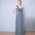 Elegant Sleeveless Tulle A-Line Bridesmaid Dress With Satin Belt And Lace Up Bow For Weddings