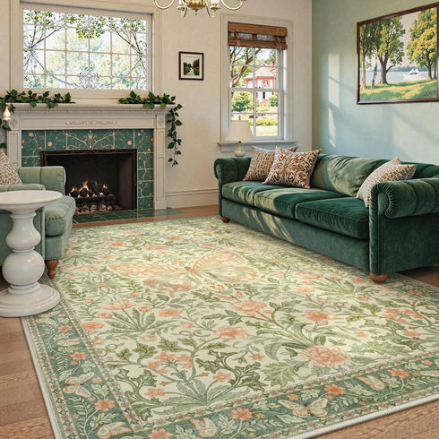 Floral Butterfly Area Rug for Bedroom and Living Room Soft Non-Slip Floor Mat
