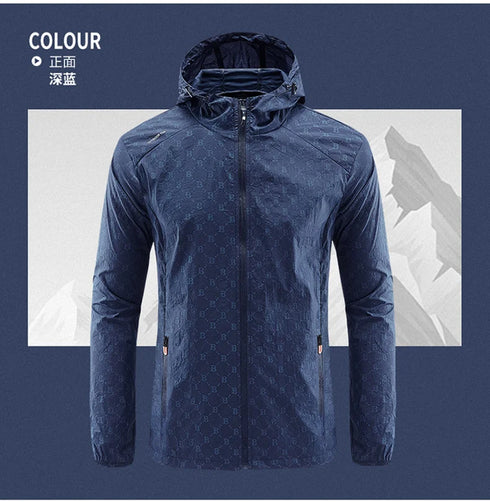 Men's Lightweight Summer Cycling Jacket - UV Protection Windbreaker for Mountain Hiking, Fishing, and Casual Sports with Quick Drying Hooded Design