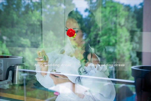 Customized Boat Neck Detachable Puff Sleeve A-Line Wedding Dresses