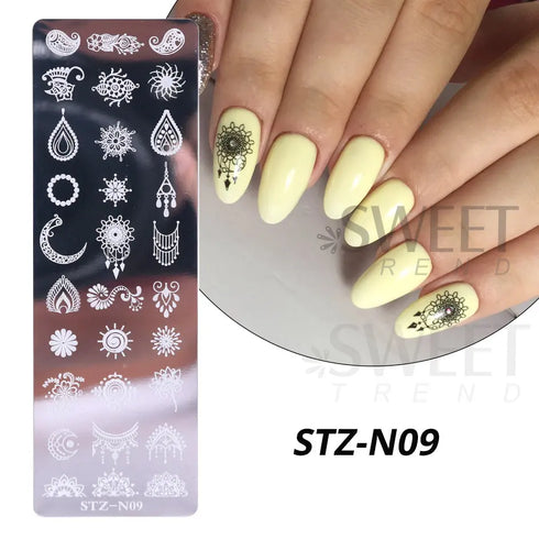 Winter Wonderland Nail Art Stamping Plate with Snowflake, Butterfly, and Rose Leaf Designs - Perfect for DIY Christmas Nail Polish Printing Template Tool