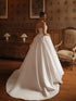 Strapless Beaded Pearls Wedding Dress Ball Gown With Button Back And Court Train Silhouette