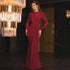 Luxury Women's Formal Occasion Dress Elegant O-neck Long Sleeve Bodycon Evening Party Robe