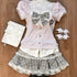 Fashion Vintage Y2K 3 Piece Set Summer Striped Shirt Slim Vest Lace Mini Skirt Women's Chic Outfit