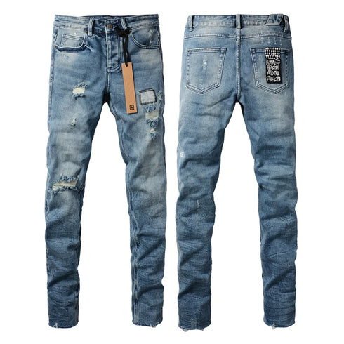 24fw American Fashion Retro Washed Ripped Denim Pants